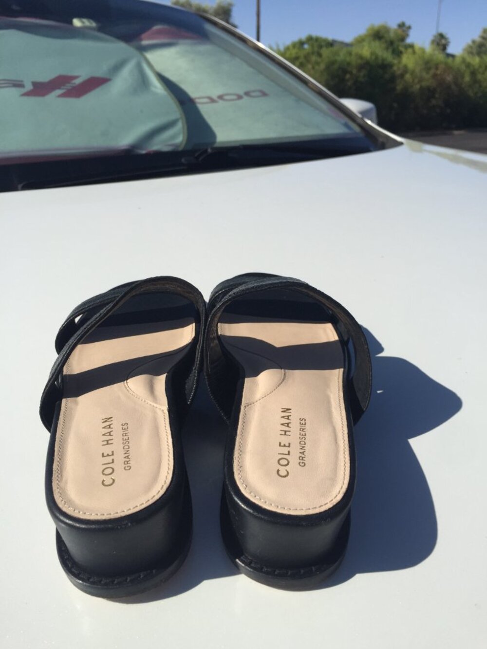 Cole Haan Wesley Demi Wedge Sandals Black Snakeskin Embossed Leather 6.5B W20525 - Picture 5 of 11